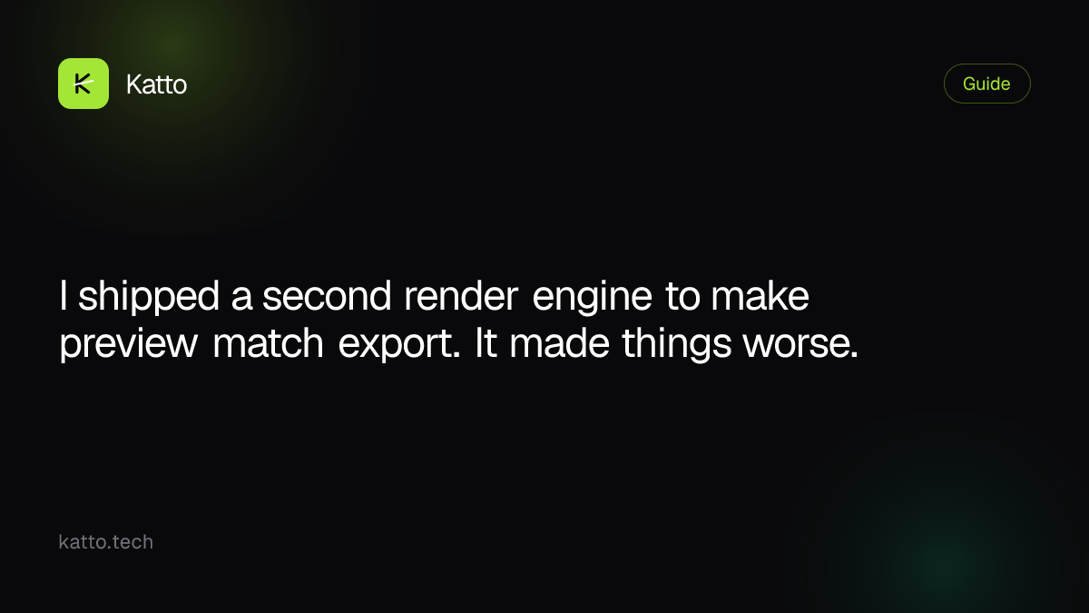 I shipped a second render engine to make preview match export. It made things worse.
