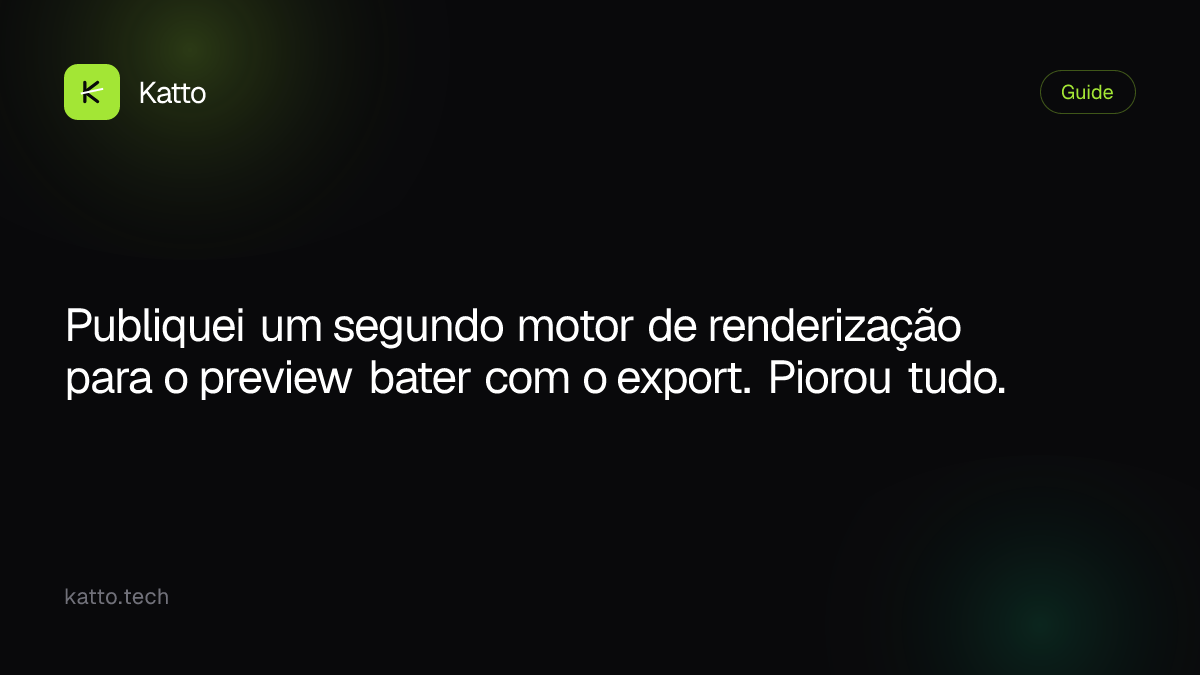 Publiquei um segundo motor de renderização para o preview bater com o export. Piorou tudo.